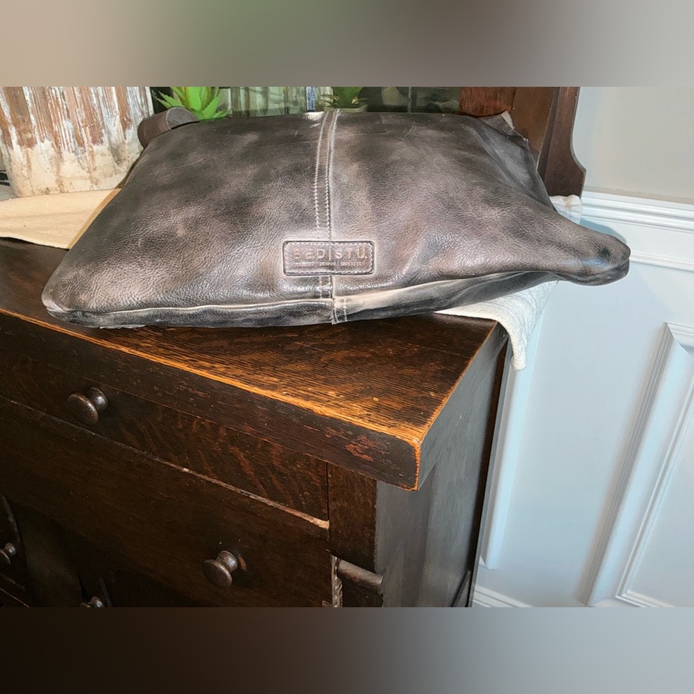 Bed Stu Leather Ariel Hobo Slouch Shoulder Bag Black Dip Dyed Retail $245 - Picture 5 of 14